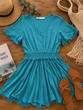 Zara Green Romper Sz Med  (g1)